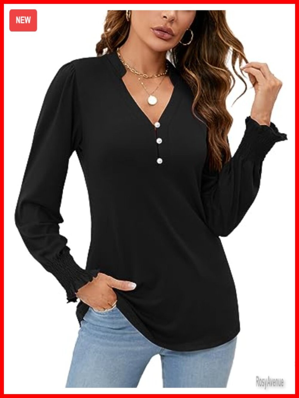 Womens V Neck Puff Long Sleeve Button Down Tunic Blouse Ruffle Cuffs Dressy